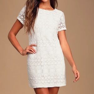 Love you for eternity white lace shift dress - Lulu’s